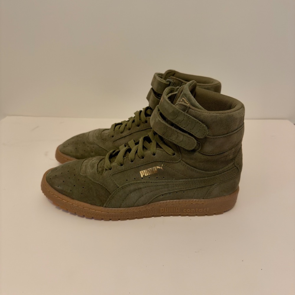 Puma Sky II Hi Olive Green Suede High Top Sneakers Gum Sole Women's 10 364395-02 - Picture 3 of 7
